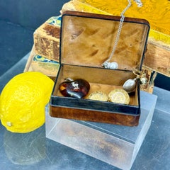 Small Vintage Rectangular Leather Jewelry Box Florence Italy