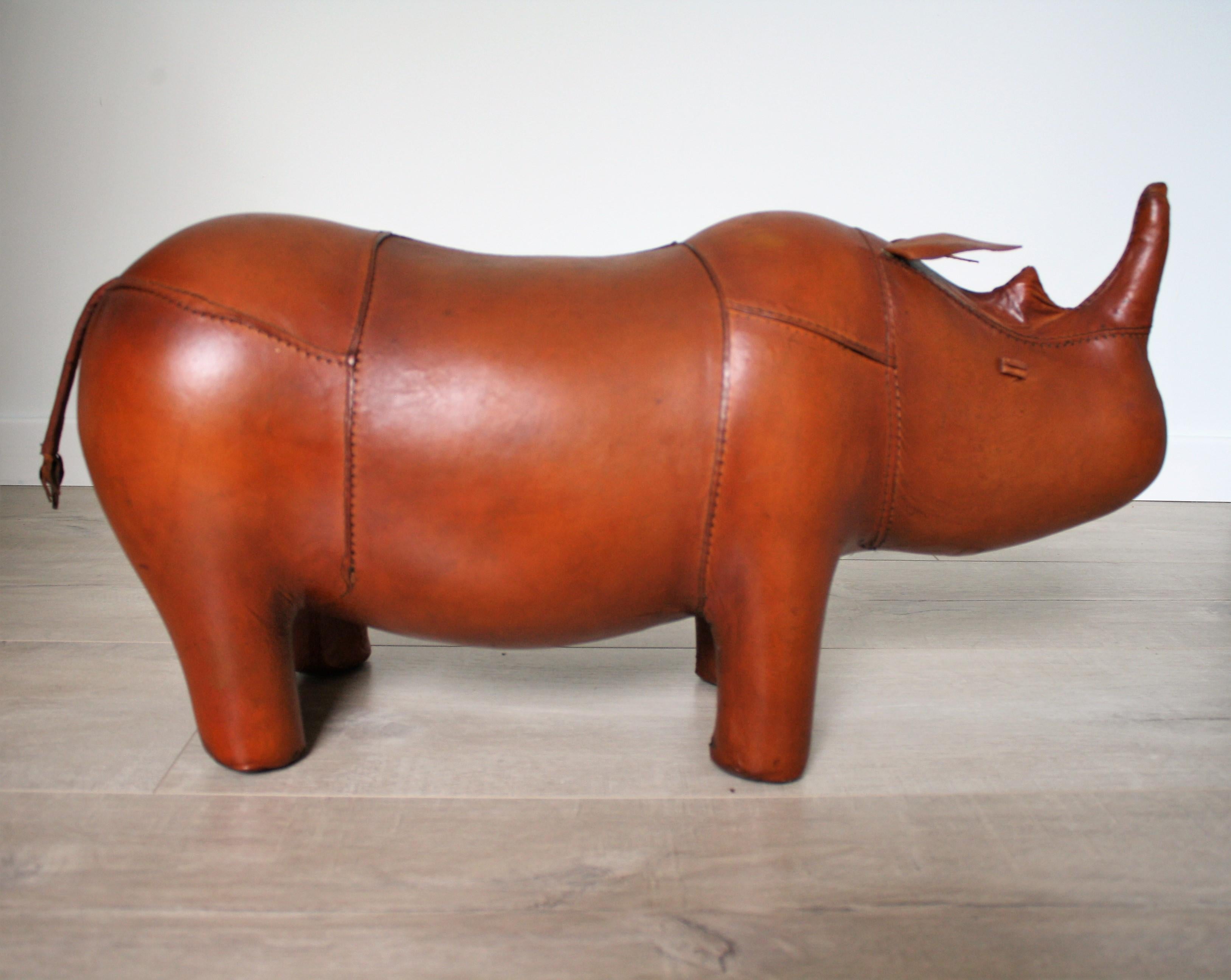 Mid-Century Modern Small Vintage Rhinoceros Leather Foot Stool by Dimitri Omersa for Abercrombie