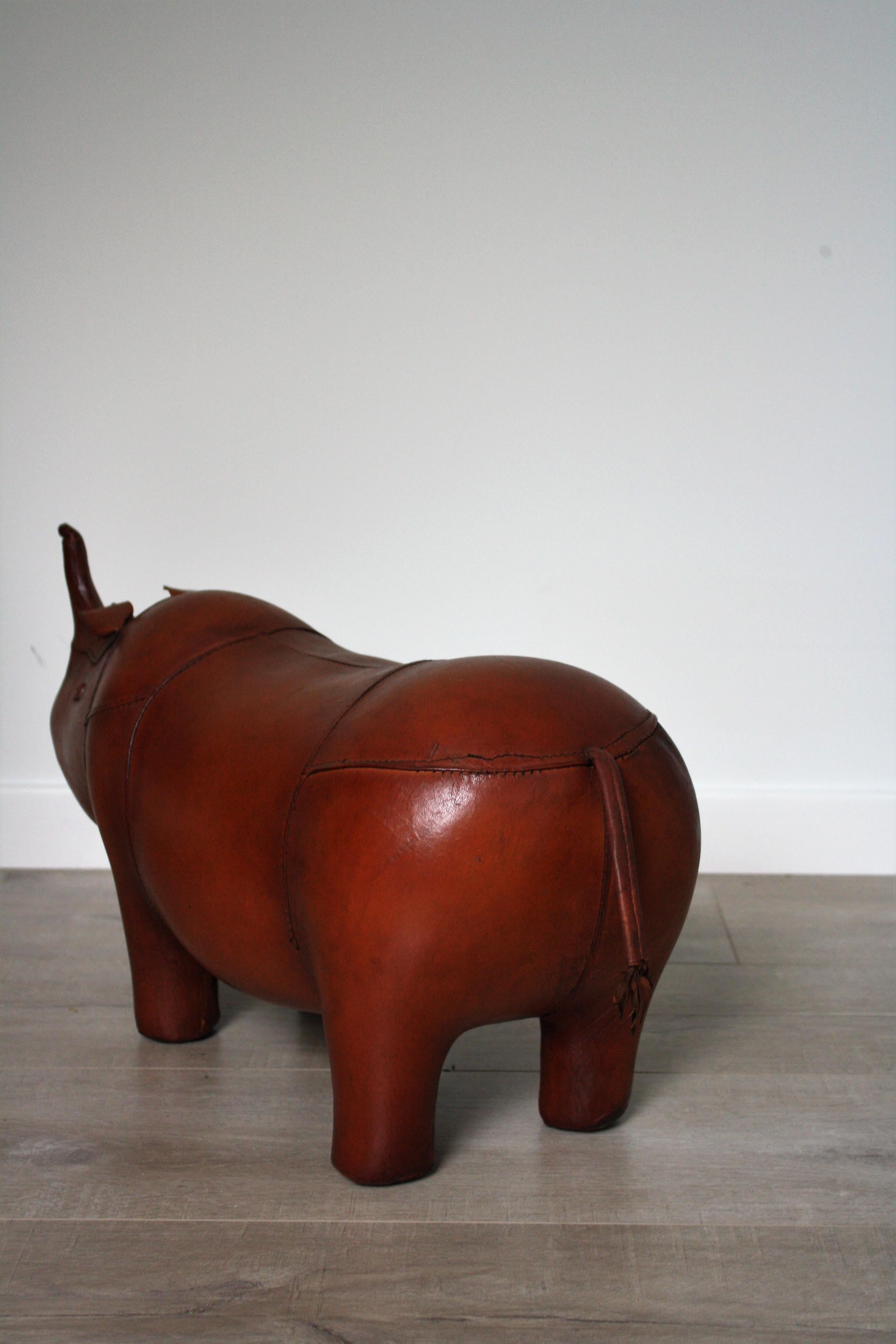 Late 20th Century Small Vintage Rhinoceros Leather Foot Stool by Dimitri Omersa for Abercrombie