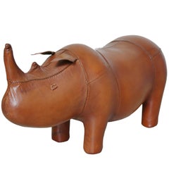 Small Vintage Rhinoceros Leather Foot Stool by Dimitri Omersa for Abercrombie