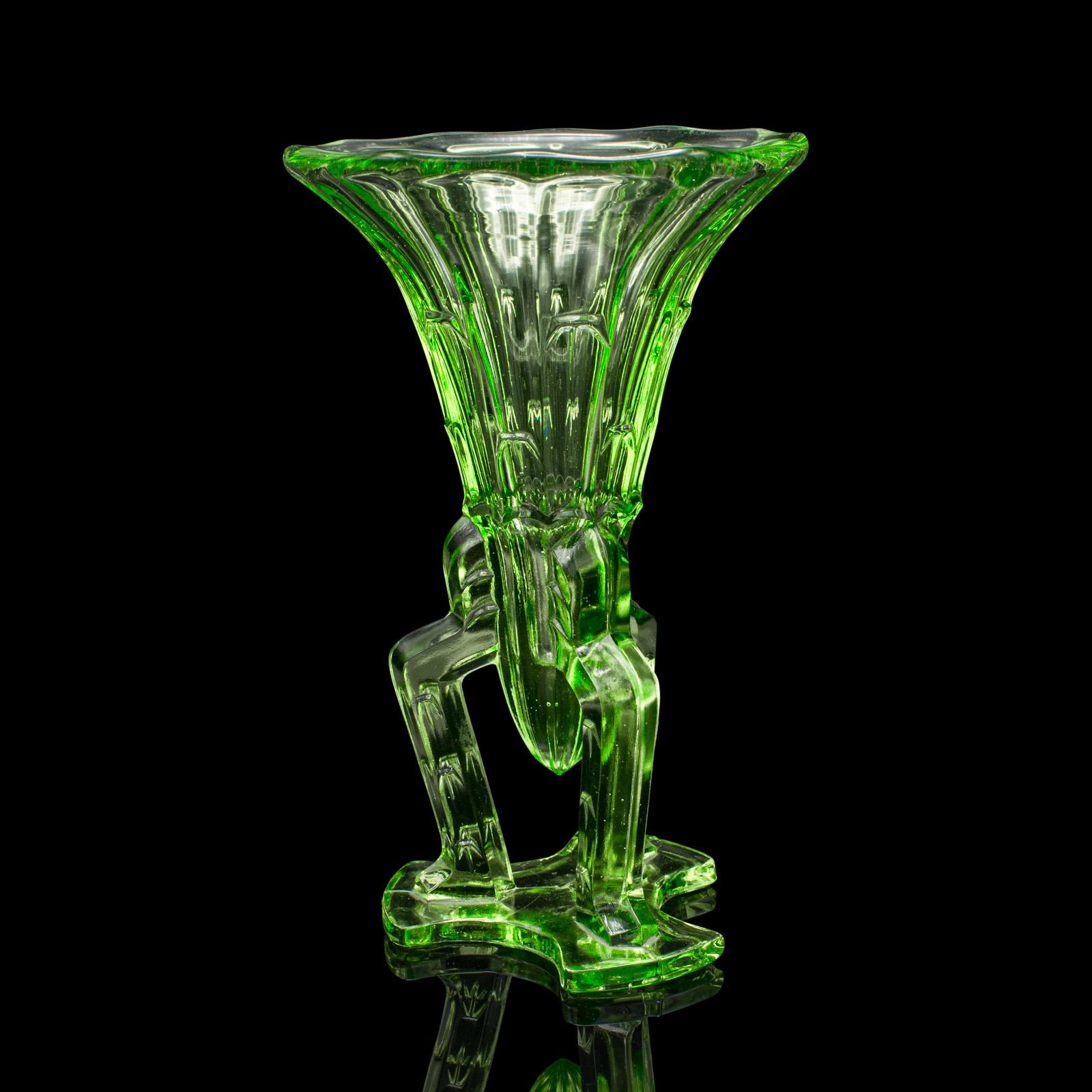 British Small Vintage Rocket Vase, English Art Glass, Posy, Flower, Art Deco, Circa 1930 For Sale