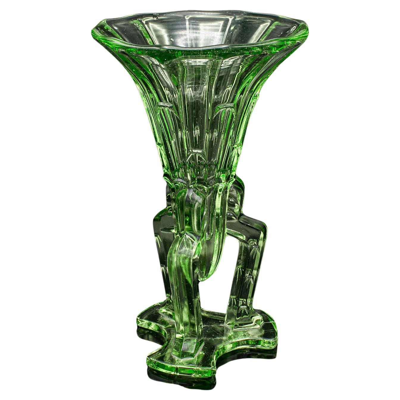 Small Vintage Rocket Vase, English Art Glass, Posy, Flower, Art Deco, Circa 1930 For Sale