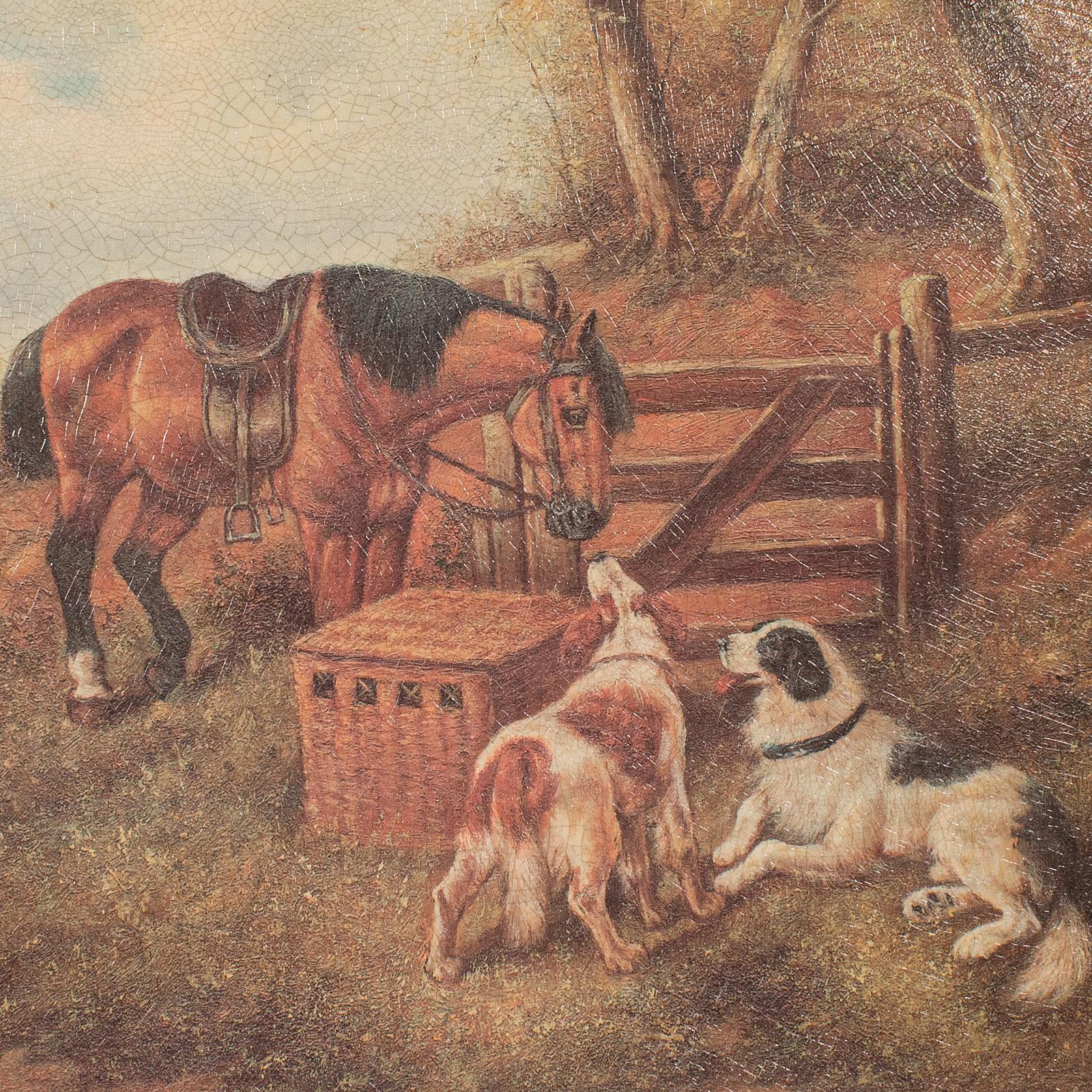 Small Vintage Rural Scene, English, Decorative Picture, Countryside, Equine In Good Condition For Sale In Hele, Devon, GB