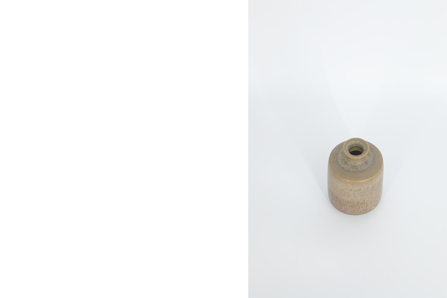 Mid-20th Century Small Vintage Scandinavian Modern Collectible Brown Stoneware Vase by G. Borg