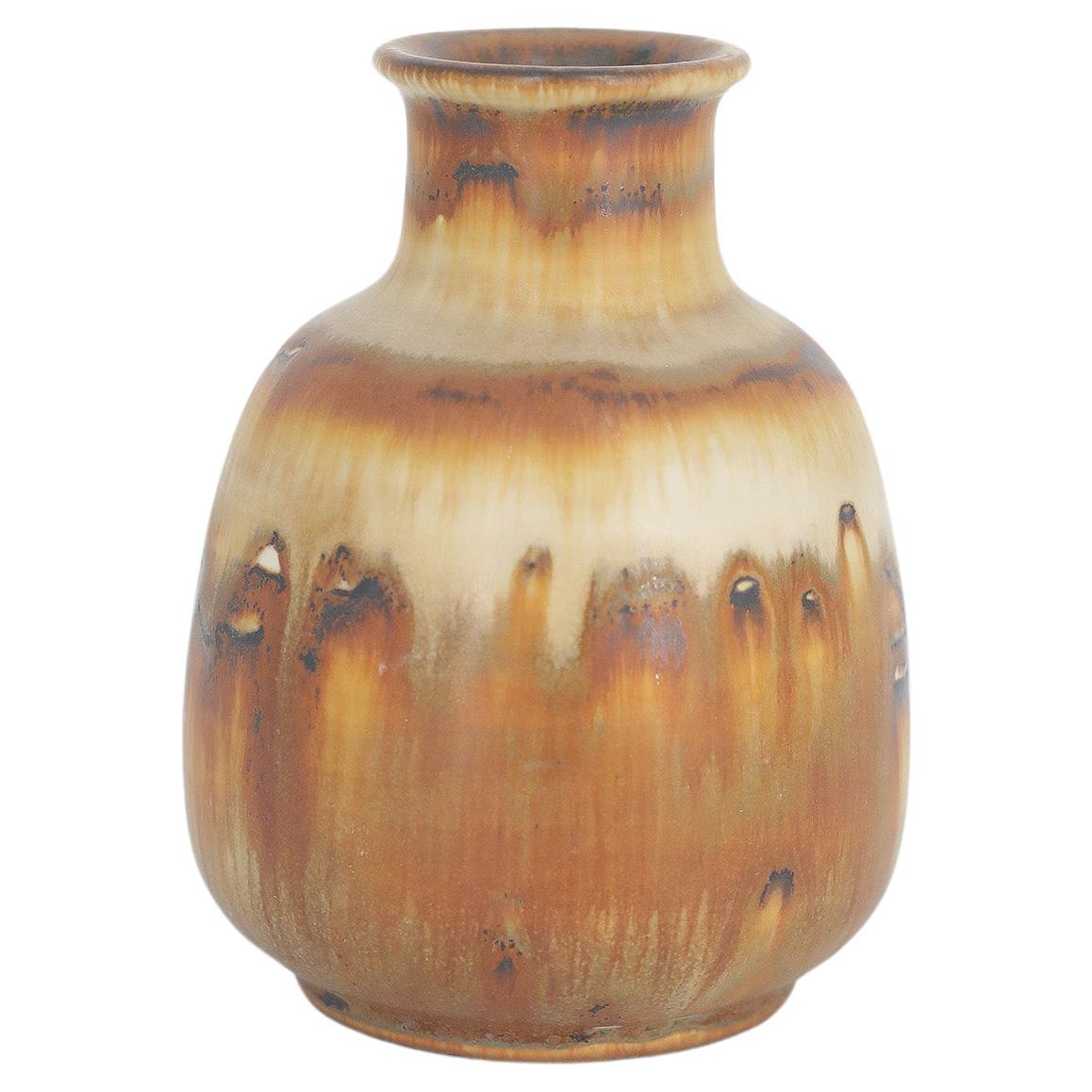 Petit Vase Vintage Scandinave Modernity Collectible Brown en Grès de G. Borg