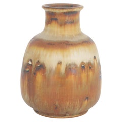 Kleine Vintage-Vase aus skandinavisch-modernem braunem Steingut von G. Borg 