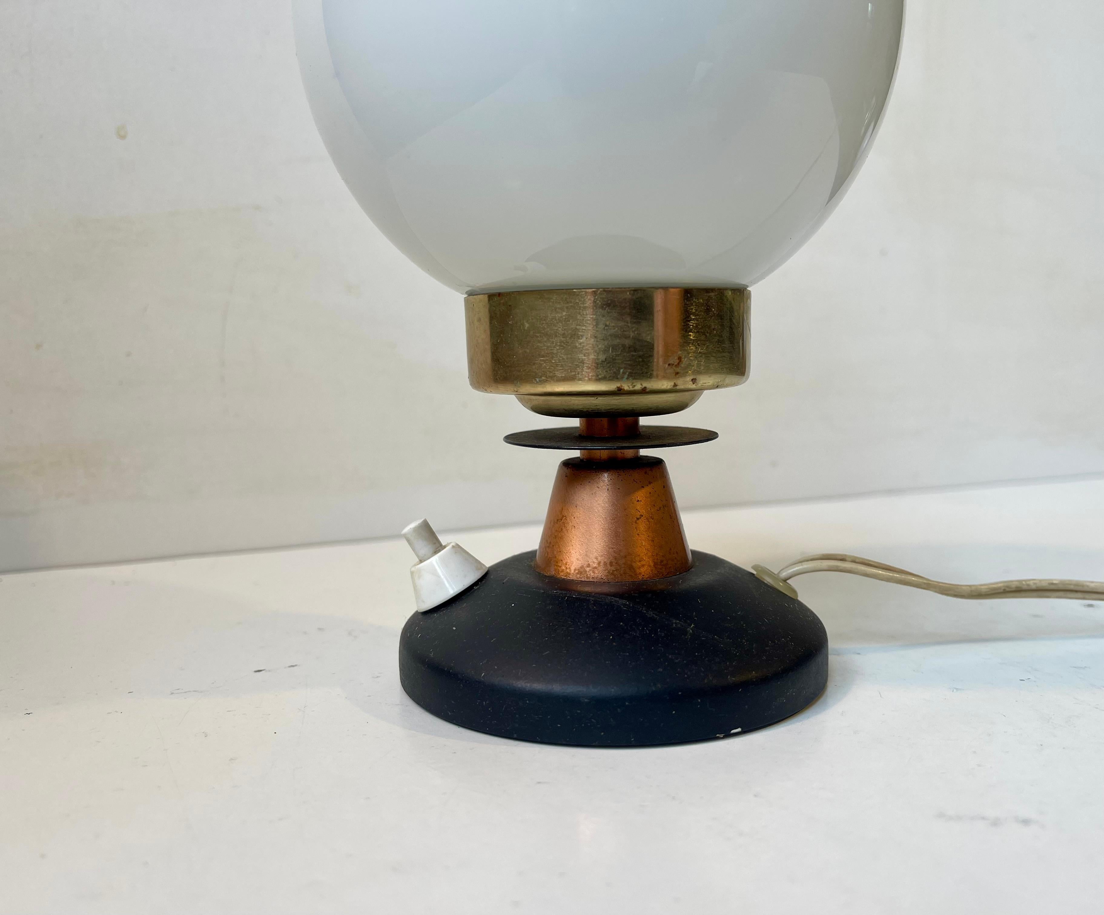Brass Small Vintage Scandinavian Space Bug Table Light by Voss, 1960s For Sale