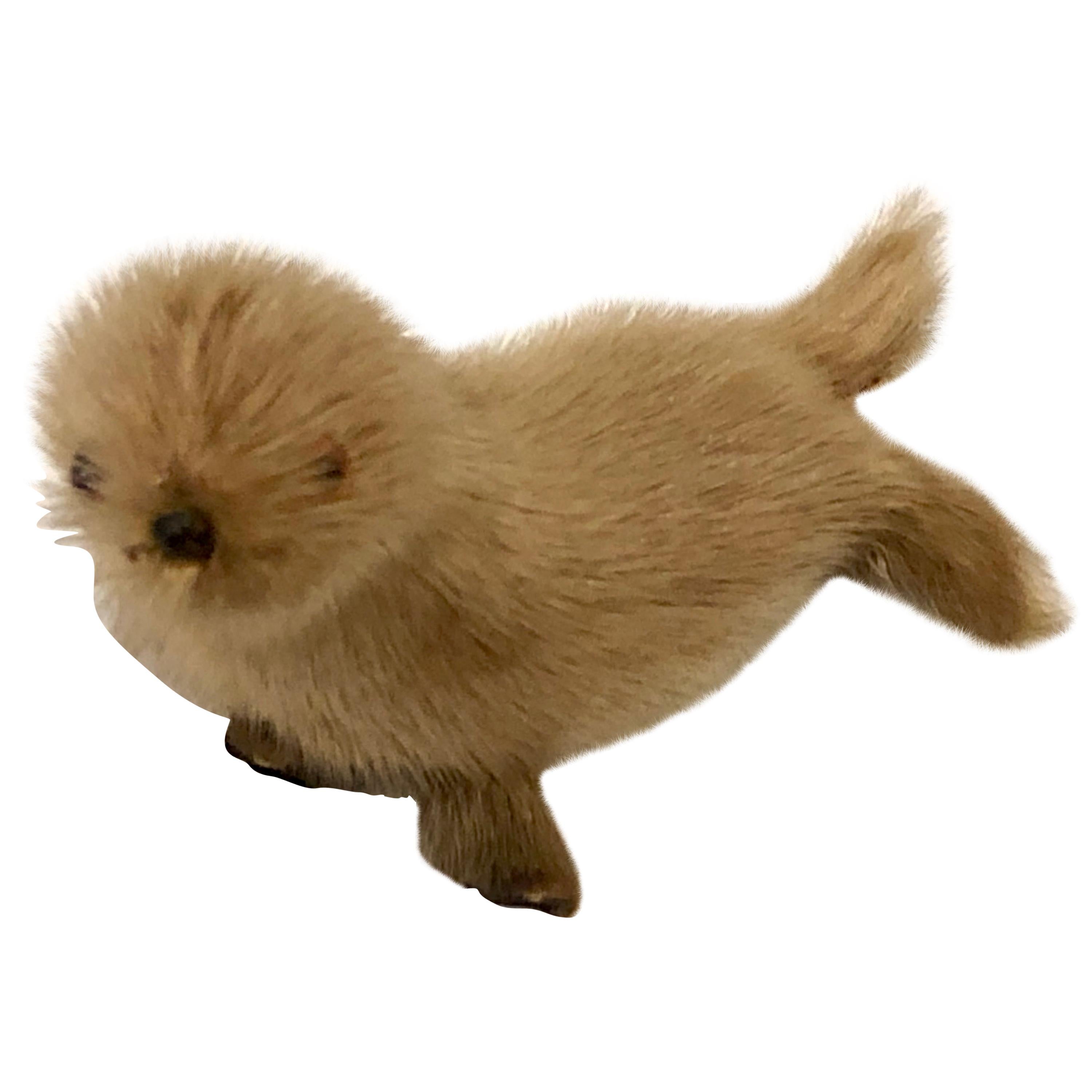 Small Vintage Seal Sculpture Made of Real Fur For Sale