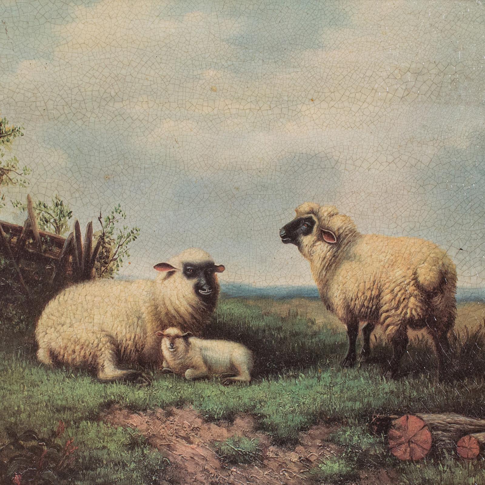 British Small Vintage Sheep Scene, English, Gilt Framed, Decorative Picture, Countryside