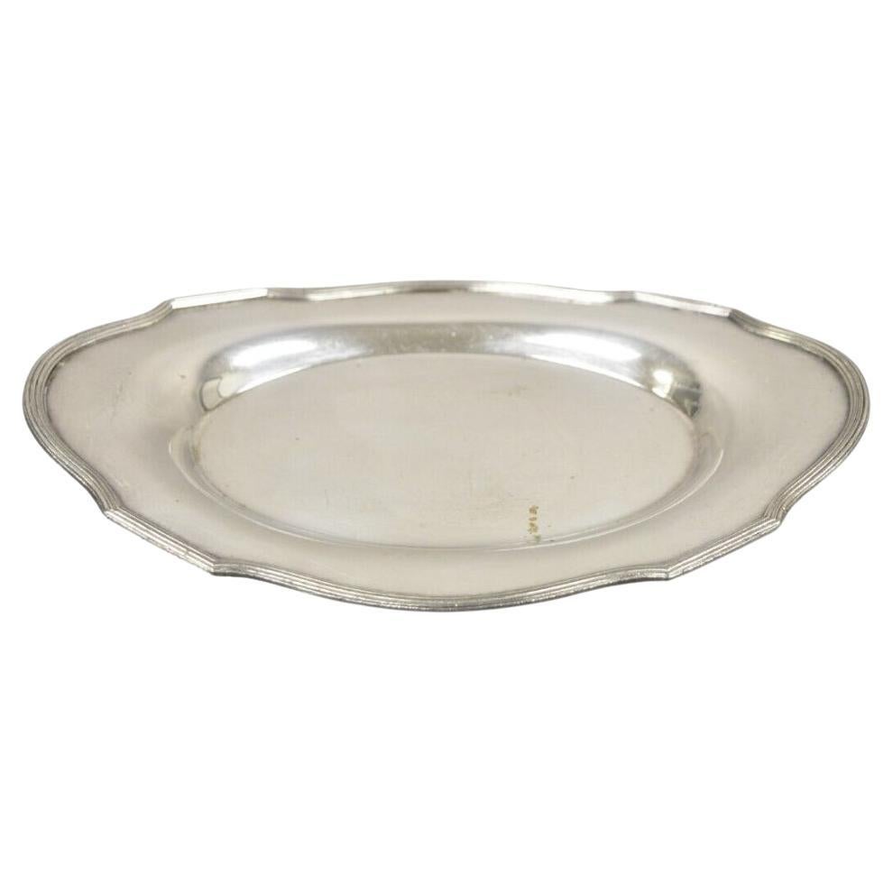 Small Vintage Silver Plated English Edwardian Style 10" Oval Trinket Dish Tray For Sale