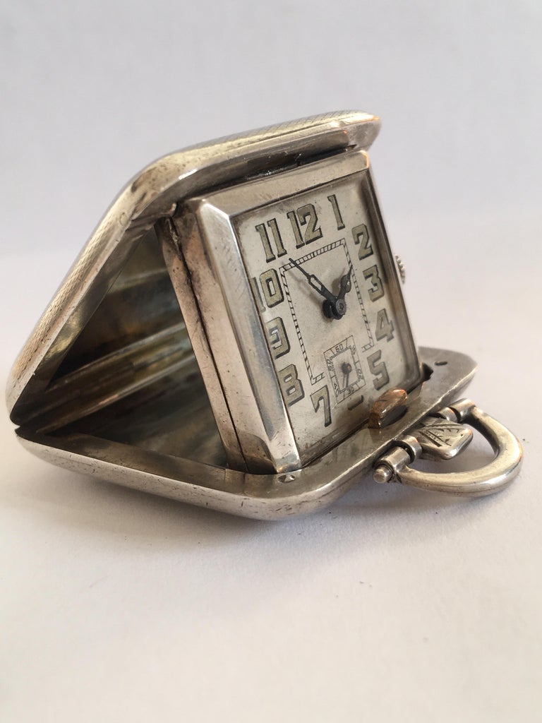 Small Vintage Silver Travel Clock For Sale at 1stDibs small vintage