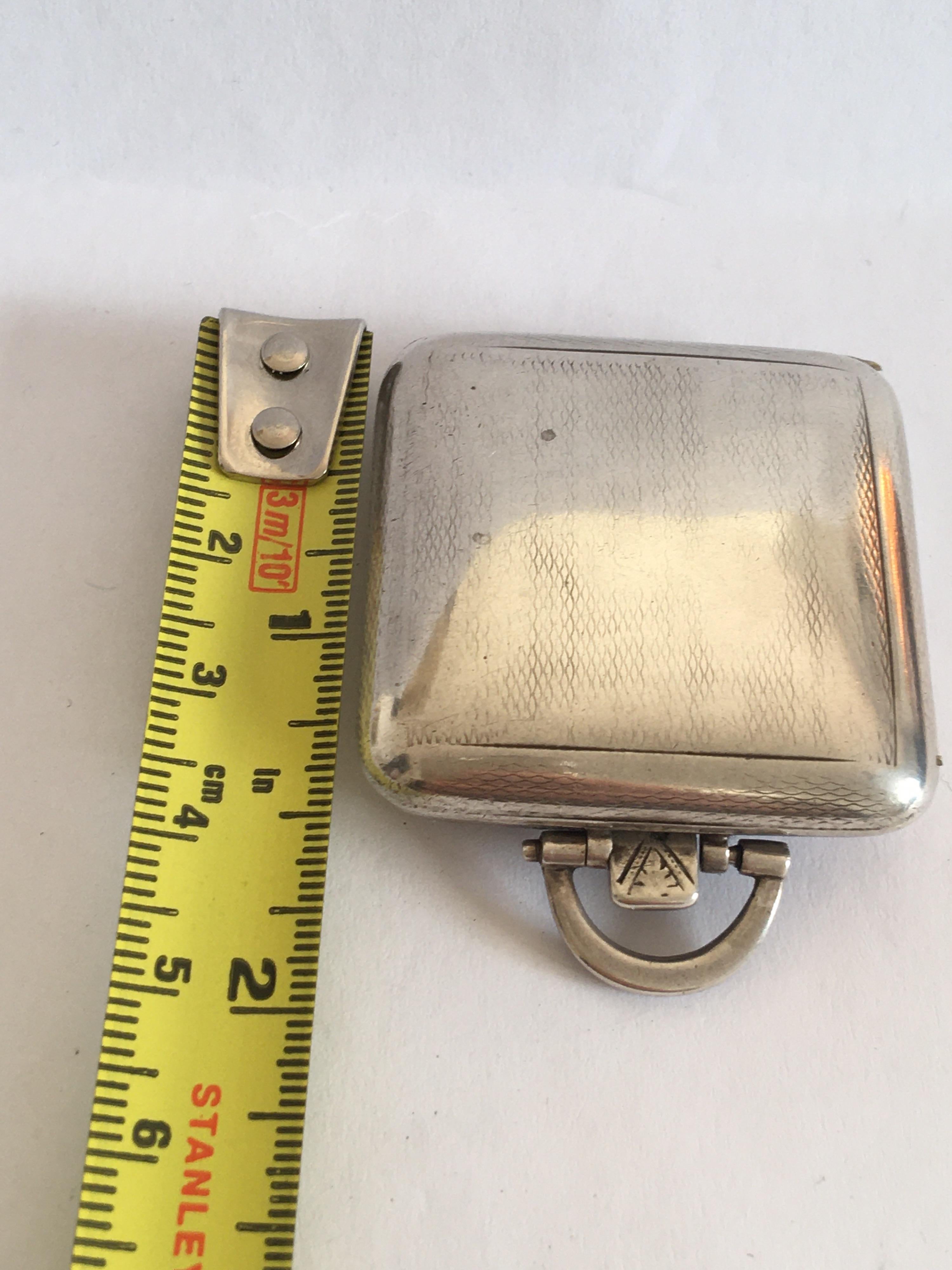 Small Vintage Silver Travel Clock For Sale 2
