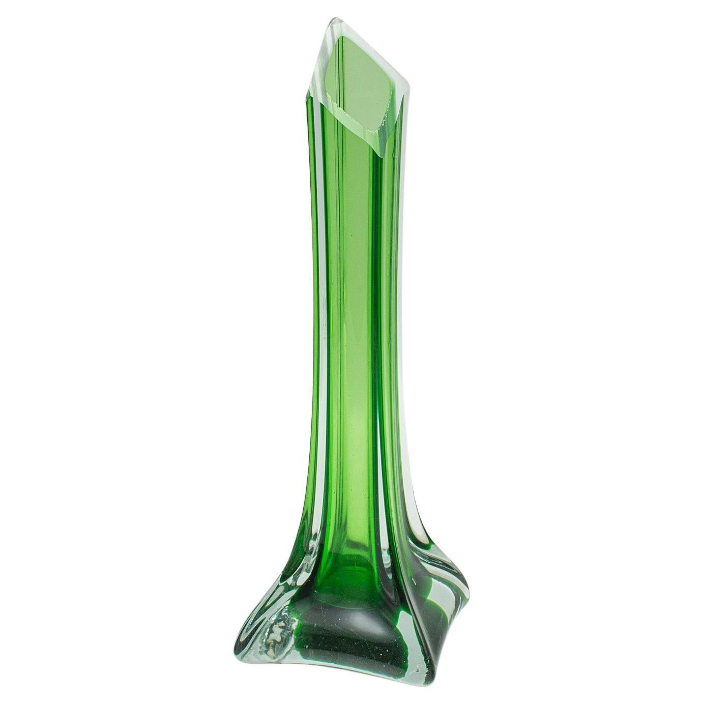 Small Vintage Single Stem Vase, Scandinavian, Glass, Posy Sleeve, Mid Century