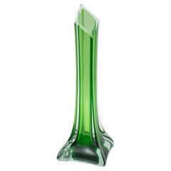 Jarrón pequeño vintage de un solo tallo, escandinavo, cristal, manga de ramillete, mediados de siglo