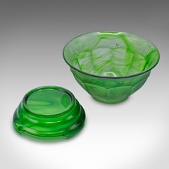 Small Vintage Sugar Dish, English, Cloud Glass, Decorative Bowl on Stand, C.1930