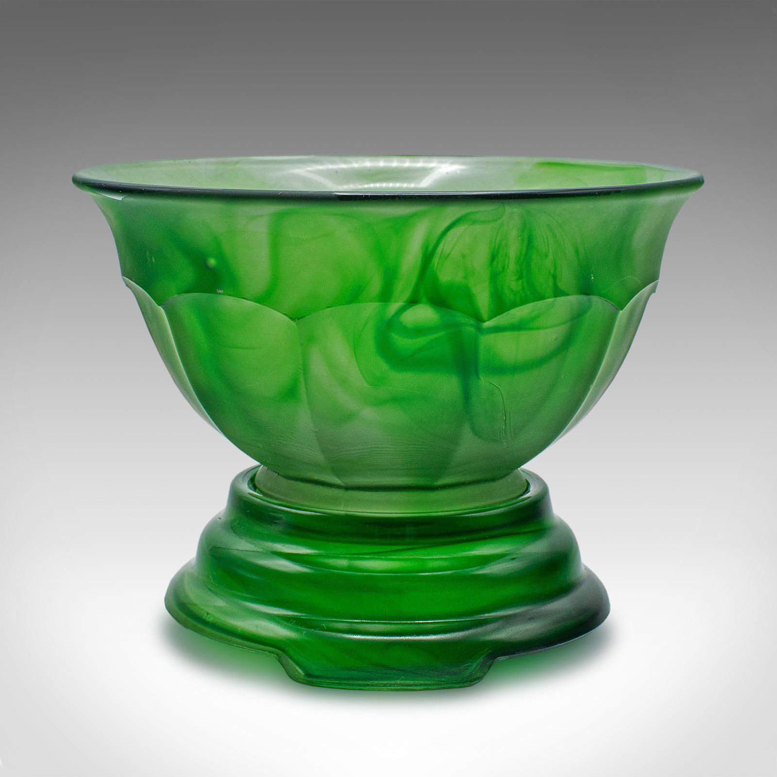 Art Deco Small Vintage Sugar Dish, English, Cloud Glass, Decorative Bowl on Stand, C.1930 For Sale