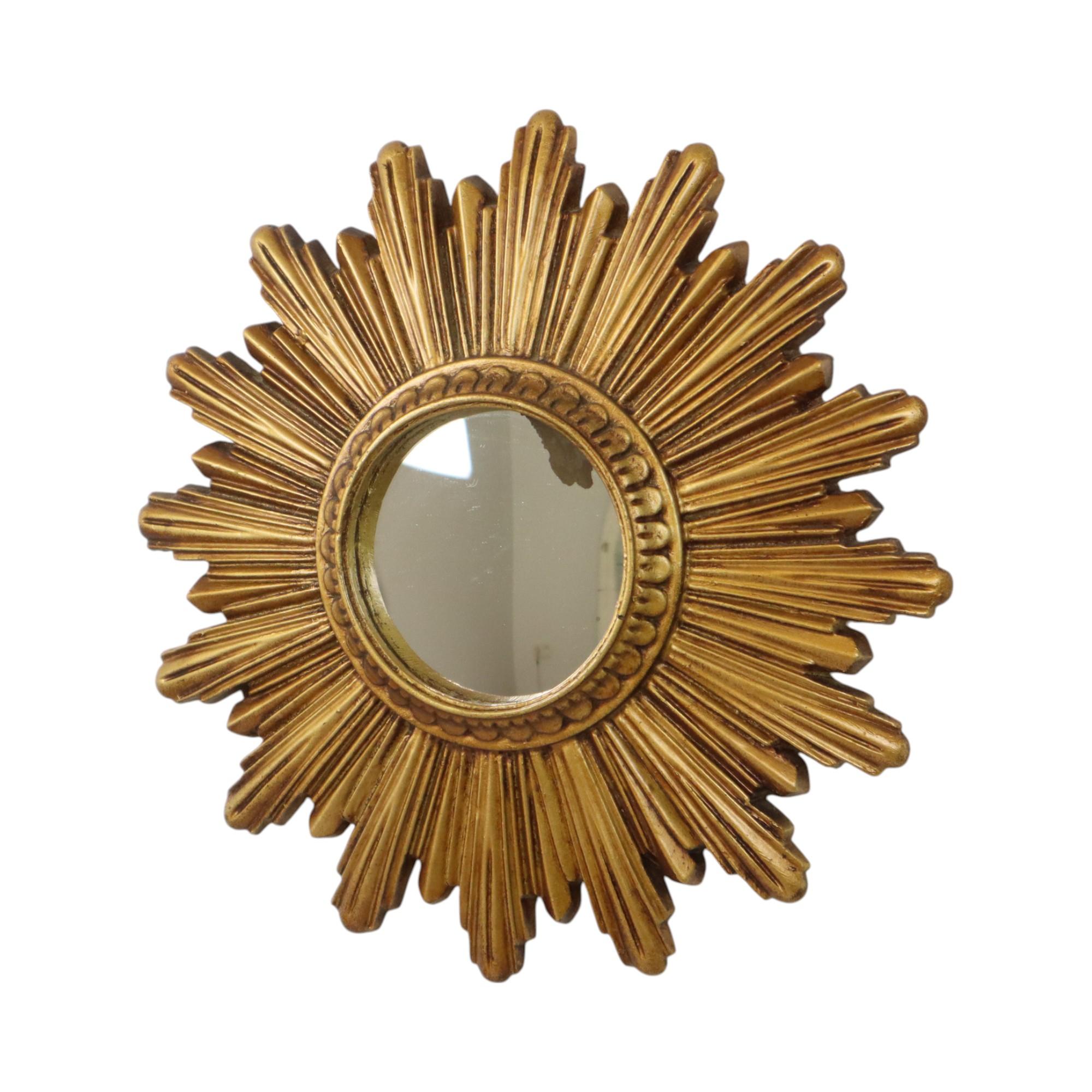 Kleine Vintage Sun Spiegel Sunburst Spiegel Harz 25cm im Angebot 3