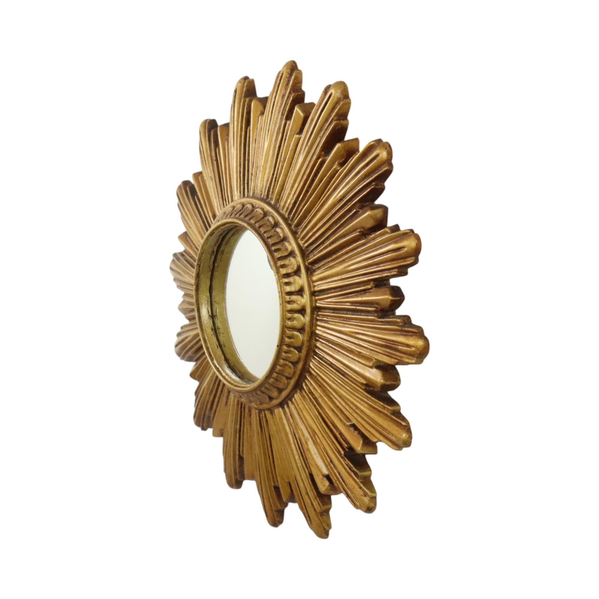 Kleine Vintage Sun Spiegel Sunburst Spiegel Harz 25cm im Angebot 4