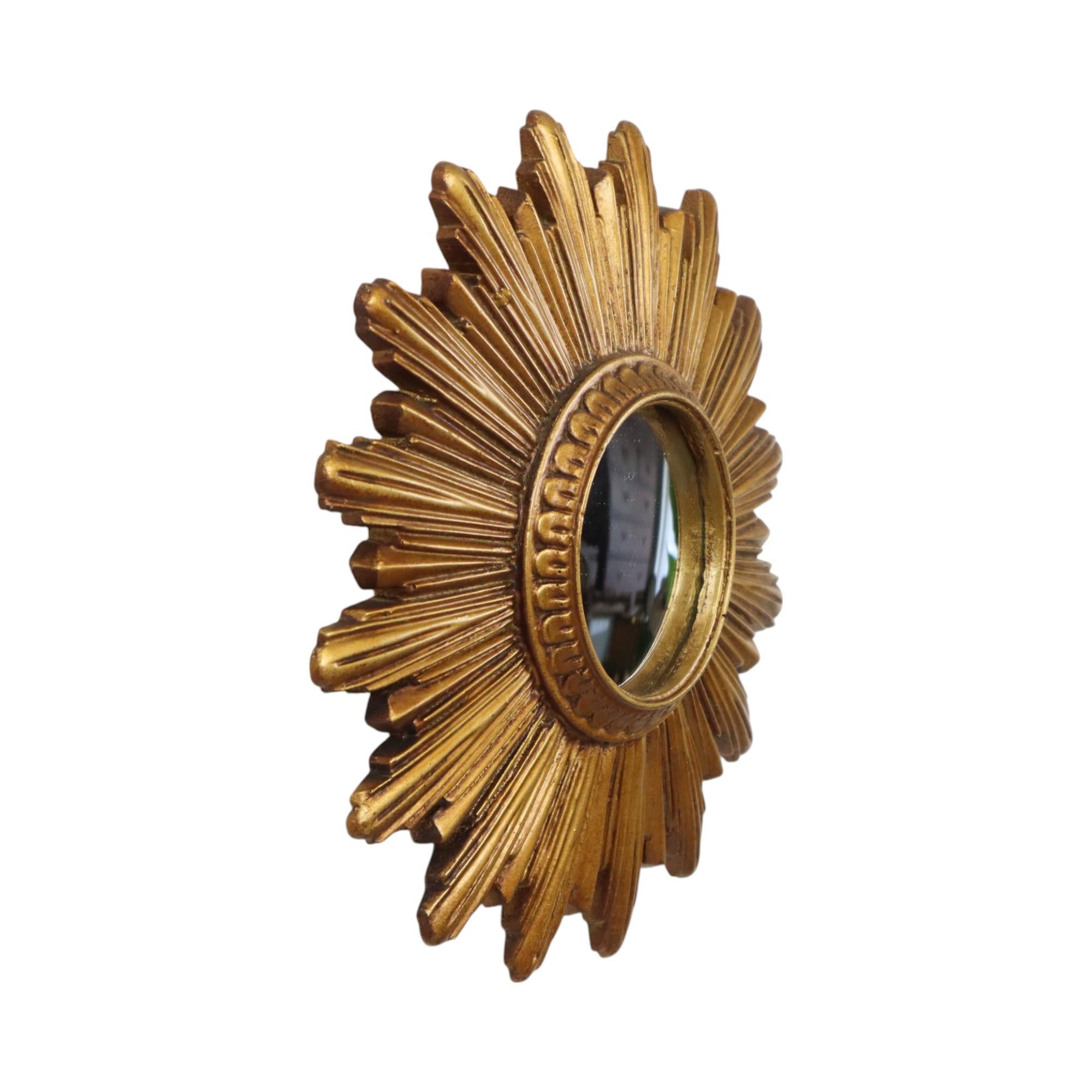 Kleine Vintage Sun Spiegel Sunburst Spiegel Harz 25cm im Angebot 2