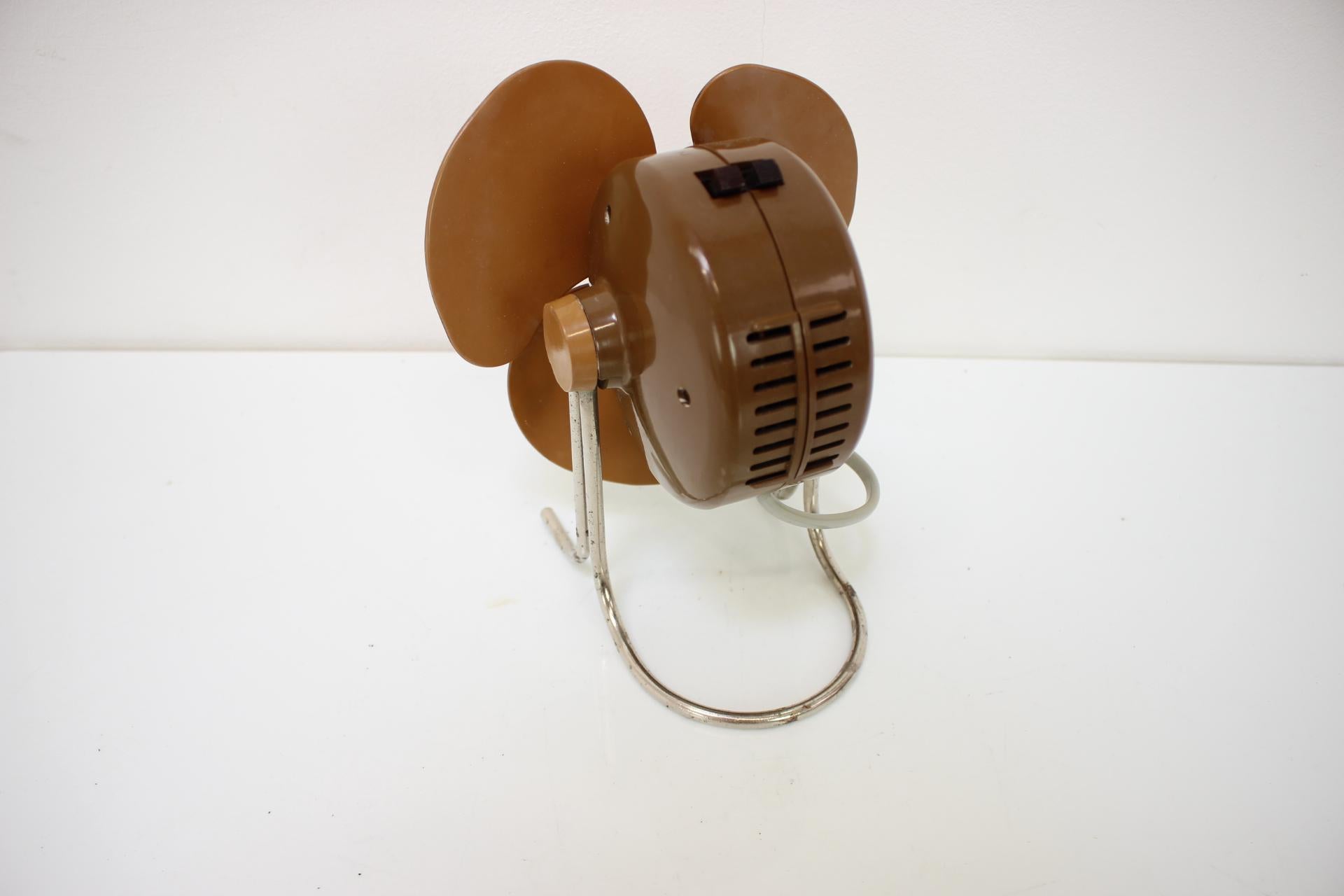 Metal Small Vintage Table Fan, 1950's, Czechoslovakia For Sale
