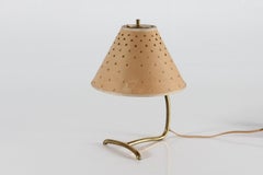 Small Vintage Table Lamp of Brass with Punched-paper Shade Denmark 1940s