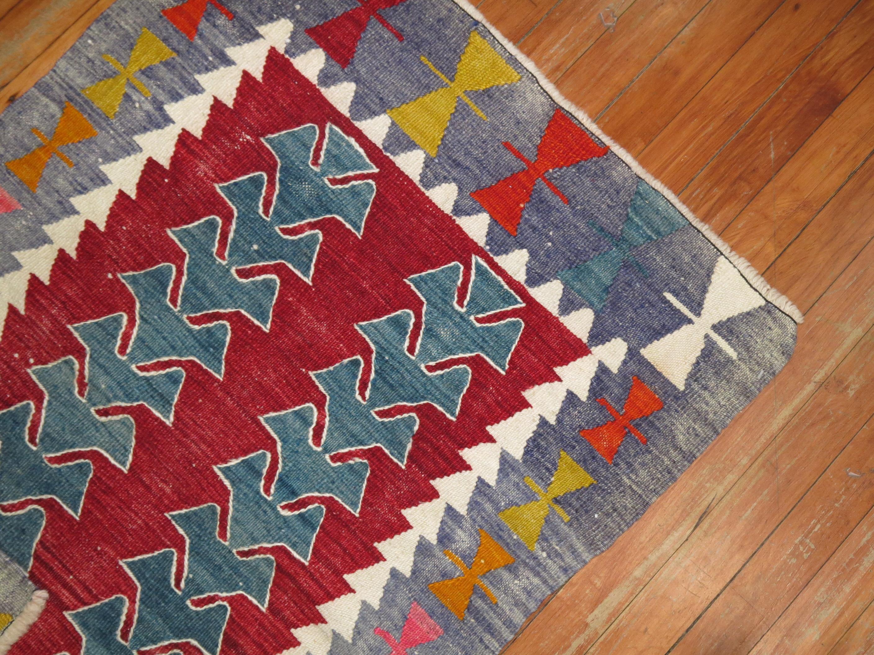 Small Vintage Tribal Turkish Kilim In Excellent Condition In New York, NY
