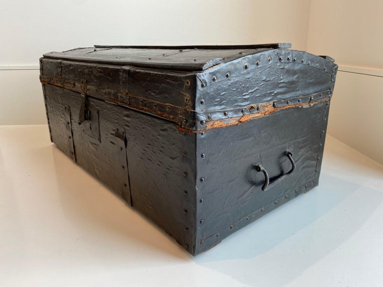 Small Vintage Trunk in Black at 1stDibs