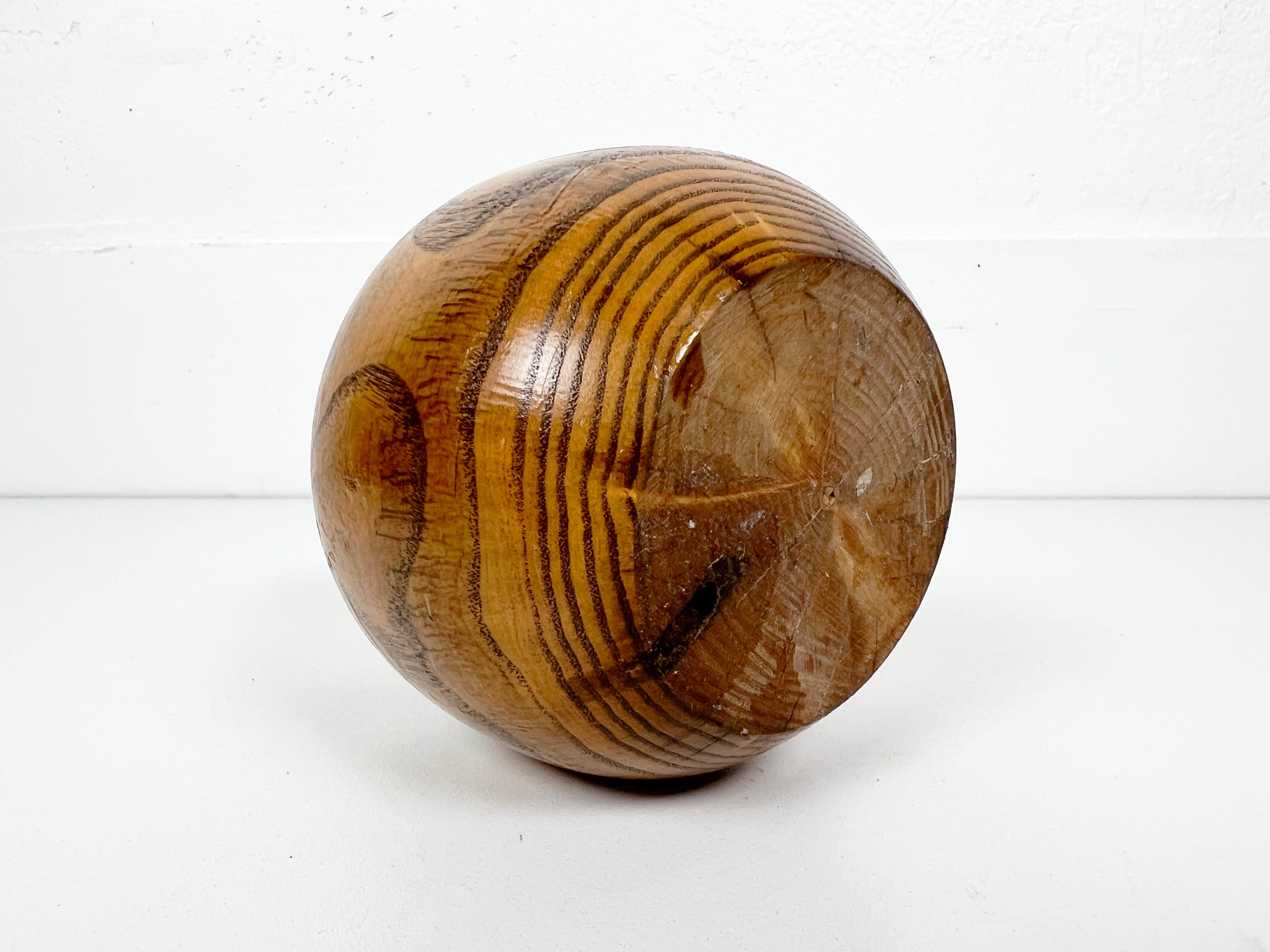 20th Century Small Vintage Turned Oak Wood Budvase For Sale
