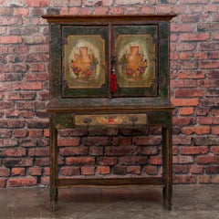 Small Vintage Two-Door Hand Painted Cabinet
