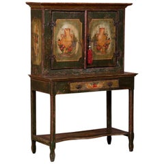 Small Vintage Two-Door Hand Painted Cabinet