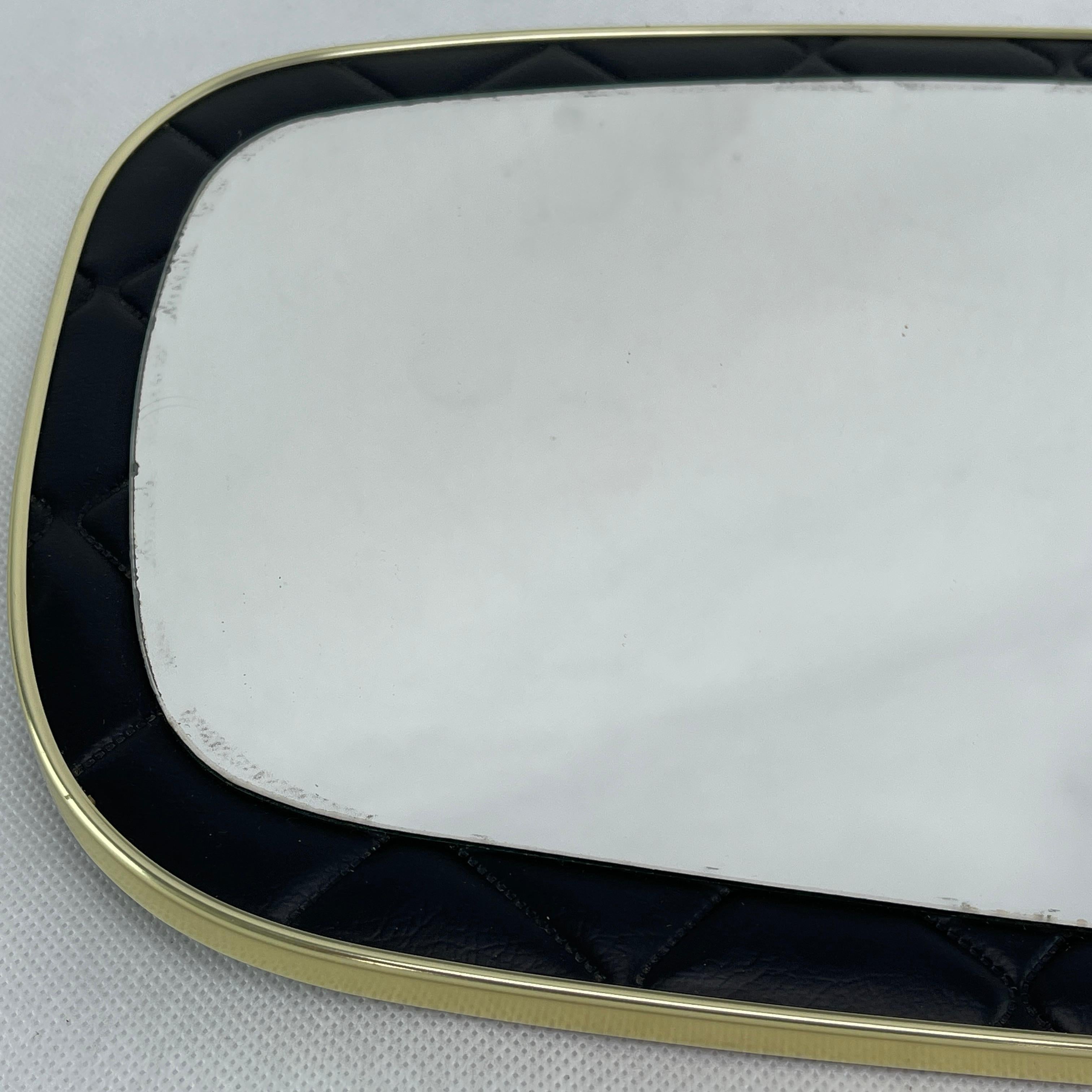 Mid-Century Modern Small Vintage Wall Mirror with Wide Black Border, 1950s