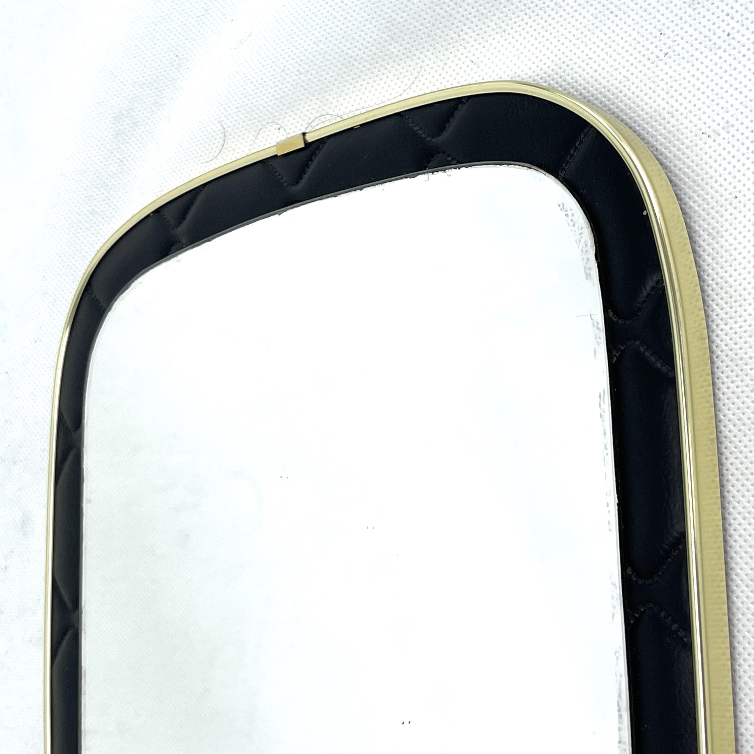 European Small Vintage Wall Mirror with Wide Black Border, 1950s