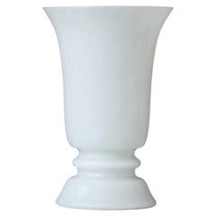 Small Vintage White Murano Swirl 'Torchiere' Glass Table Lamp, Italy, 1970s