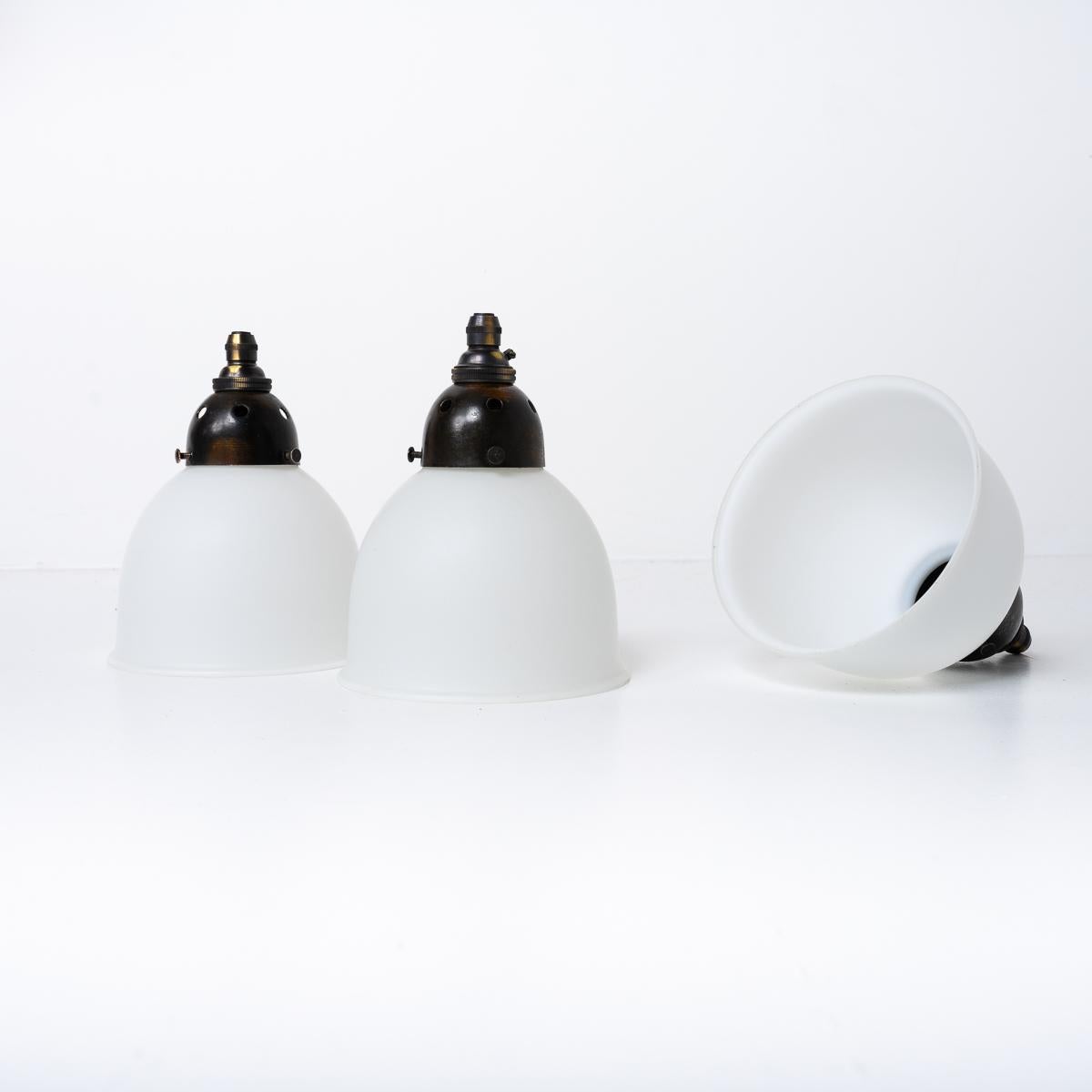 Small Vintage White Opal Glass 'SUPASTONE' Pendant Lights by GEC 2