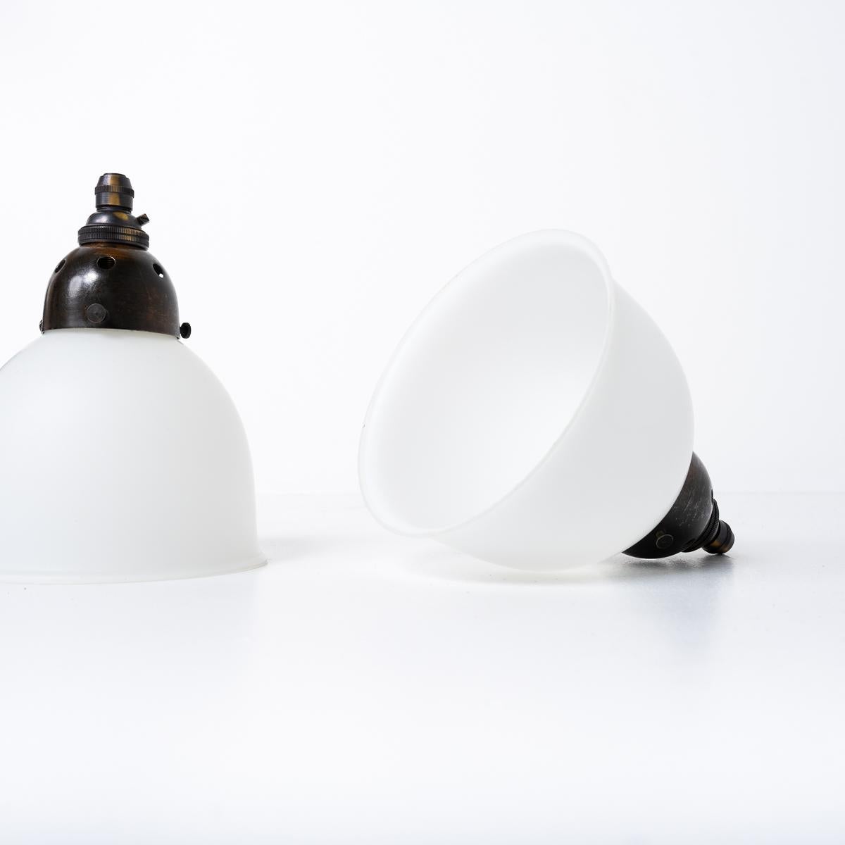 Small Vintage White Opal Glass 'SUPASTONE' Pendant Lights by GEC 3