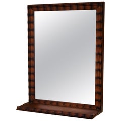 Small Vintage Wooden Scandinavian Wall Mirror