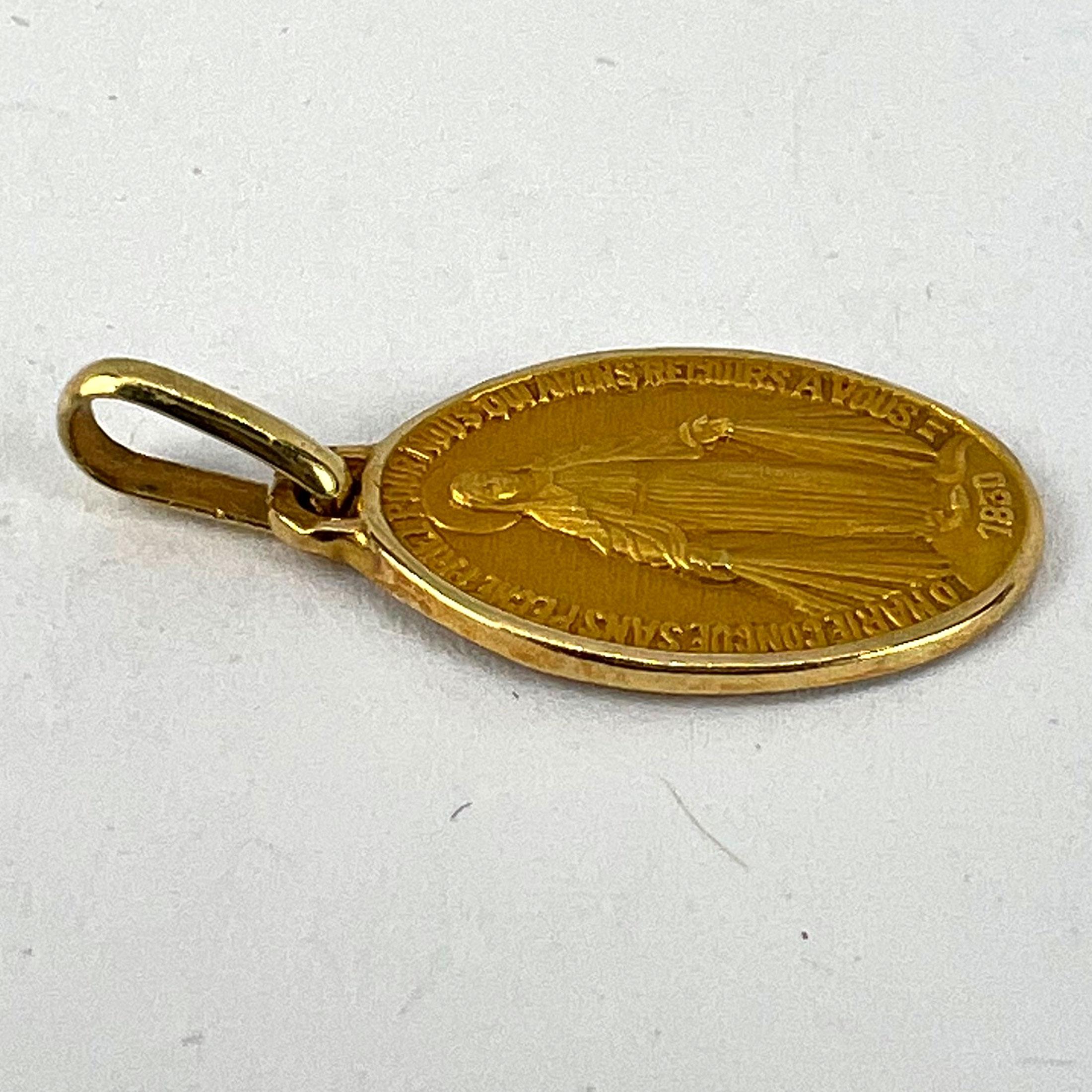 Kleine wundertätige Medaille der Jungfrau Maria 18K Gelbgold Charm-Anhänger 10