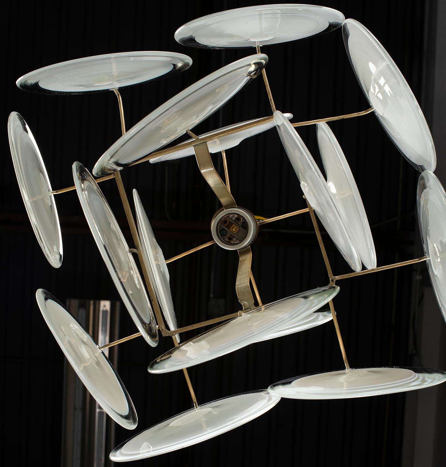 Mid-Century Modern Small Vistosi Fixture with White Glass Disks