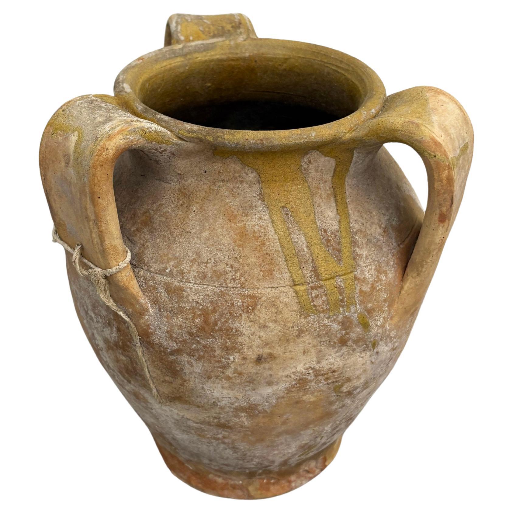 Small w drip olive color 3 handle calabrese pots