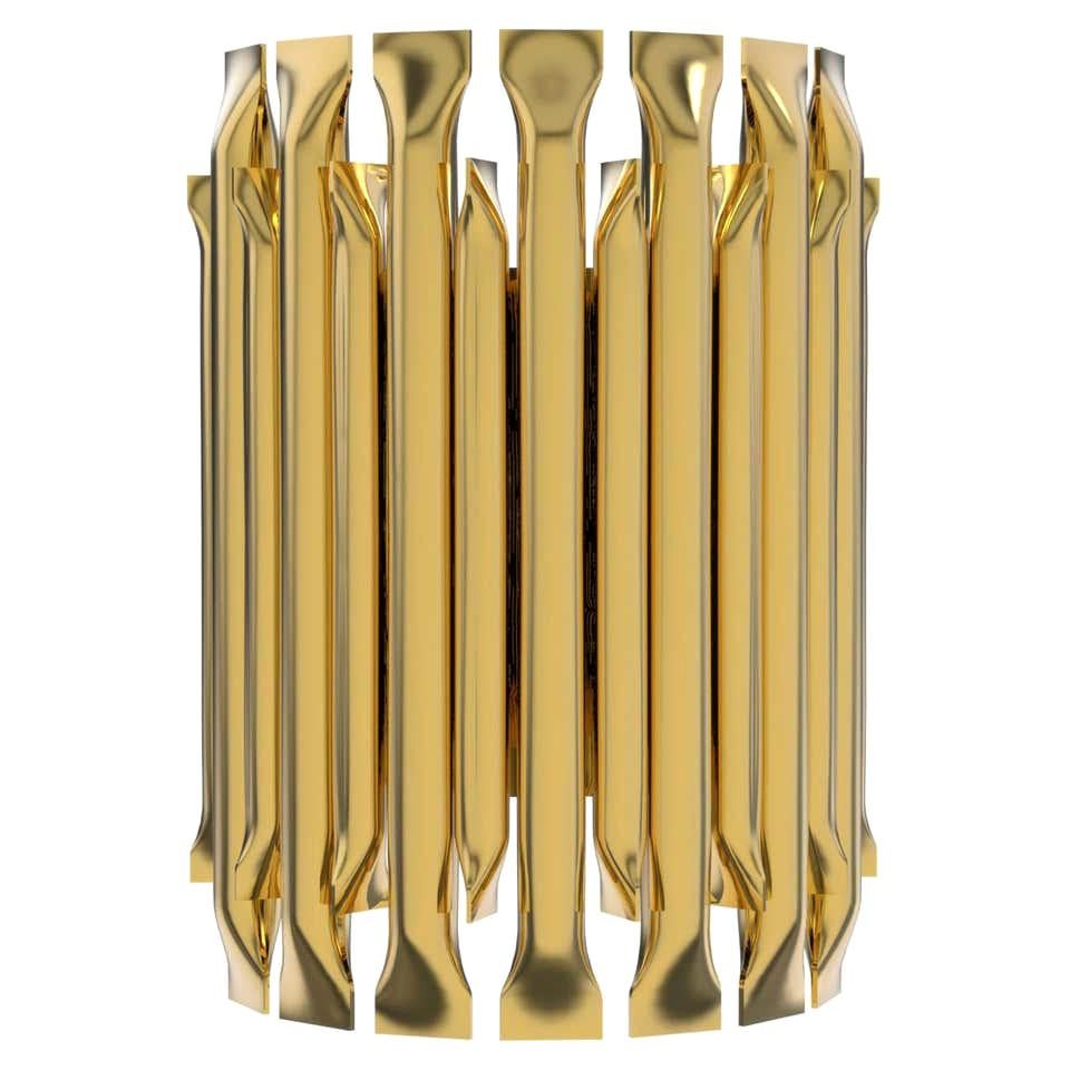 Small Wall Light with Brass Finish For Sale