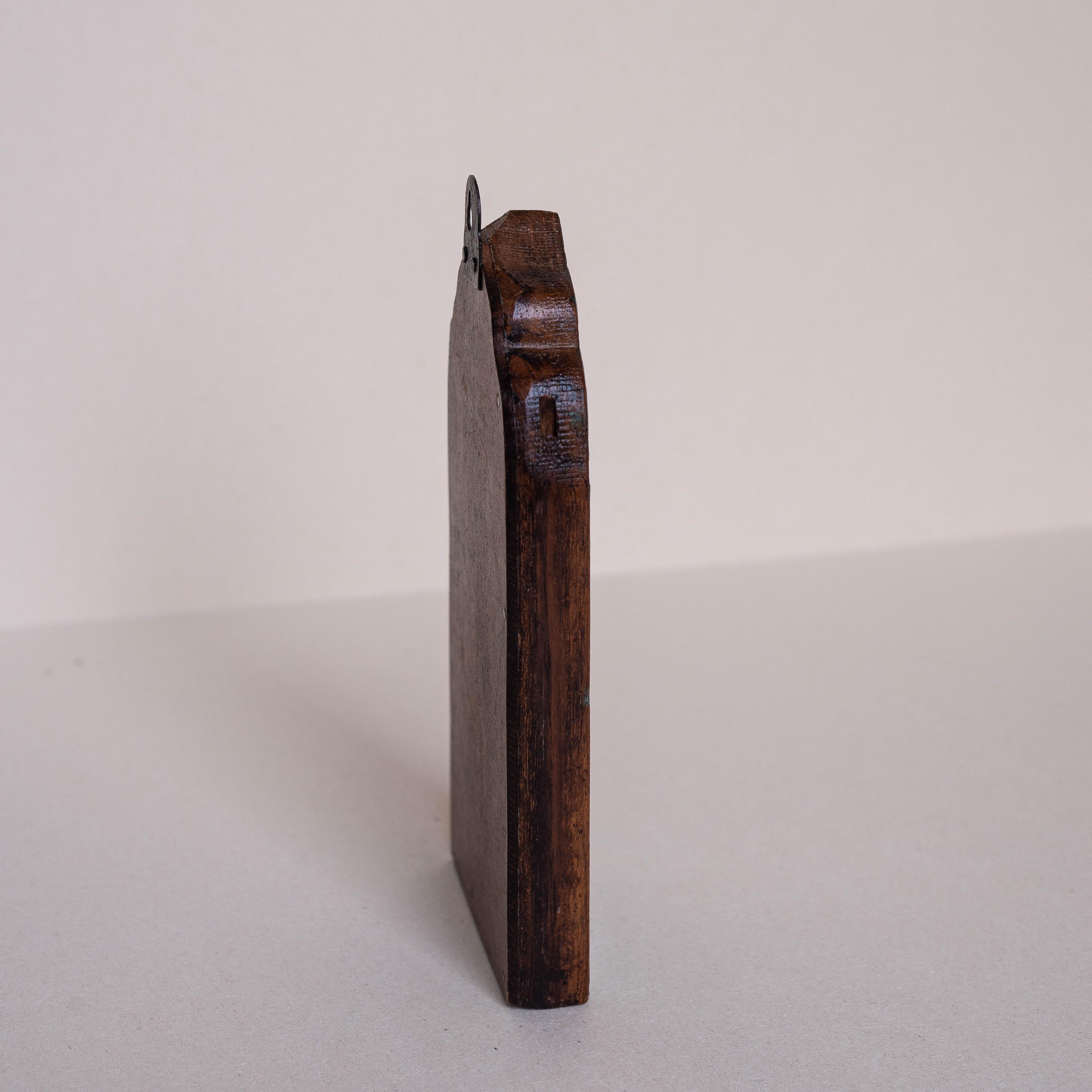 Miroir Petit miroir mural en Wood Wood récupéré - Peinture de couleur bleue - Inde 1970 en vente