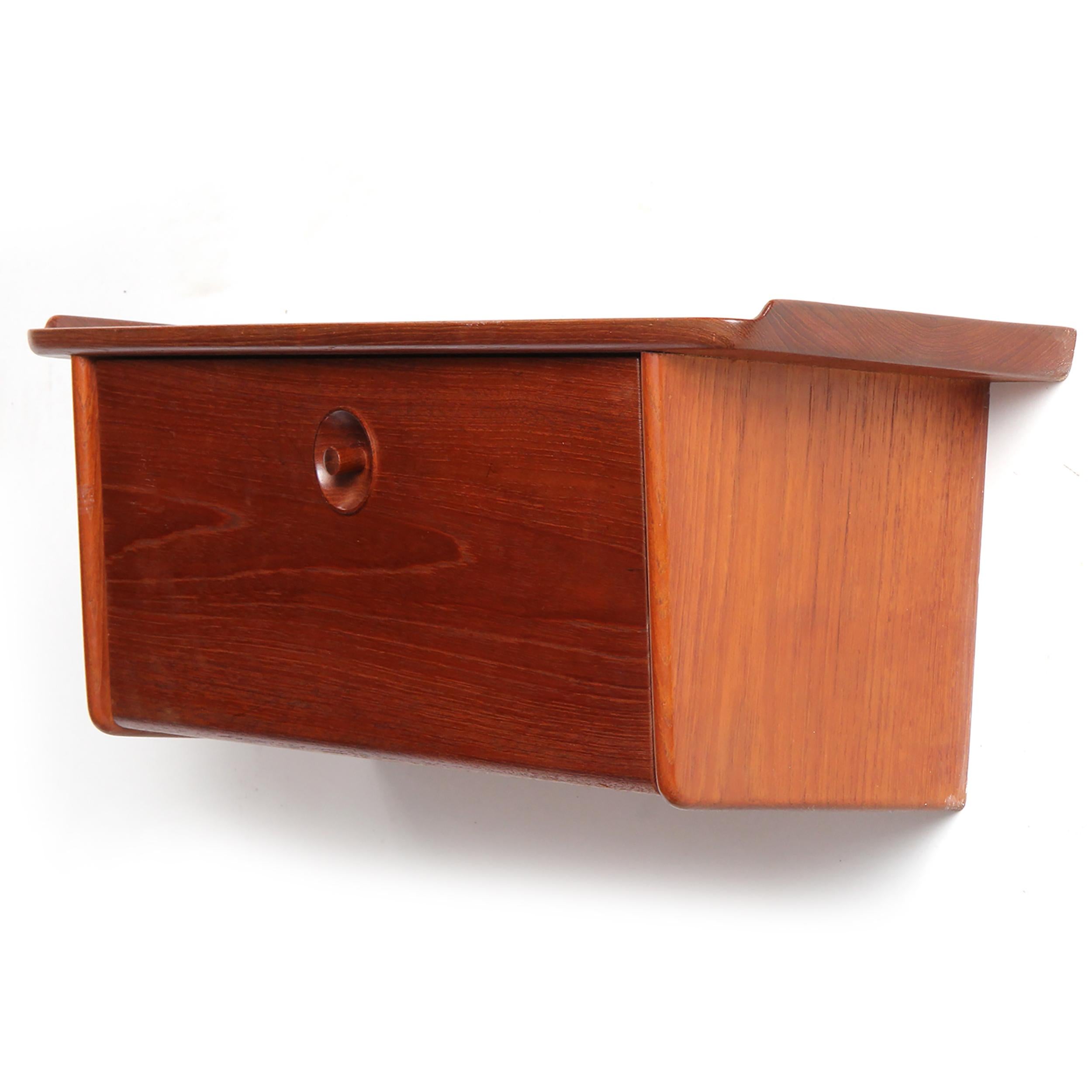 Danish Small Wall Mount Teak Cabinet for Ludvig Pontopiddan