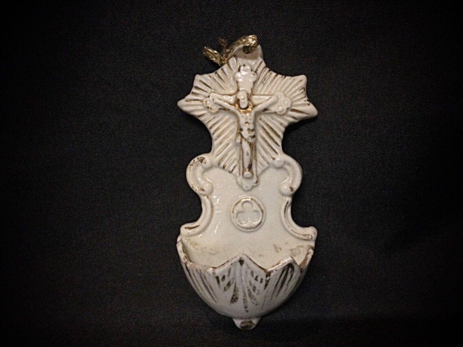 Francese Piccolo Cristo in porcellana da parete con contenitore esoterico - 2Y09 in vendita