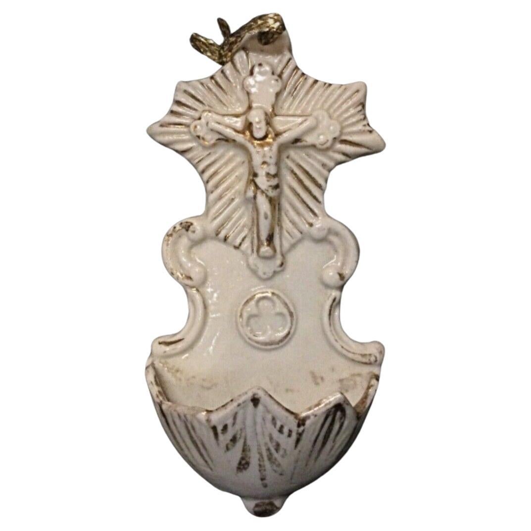 Piccolo Cristo in porcellana da parete con contenitore esoterico - 2Y09