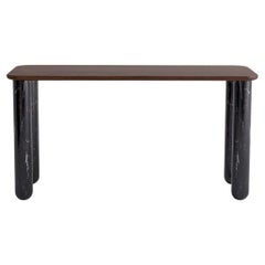 Small Walnut and Black Marble "Sunday" Dining Table, Jean-Baptiste Souletie
