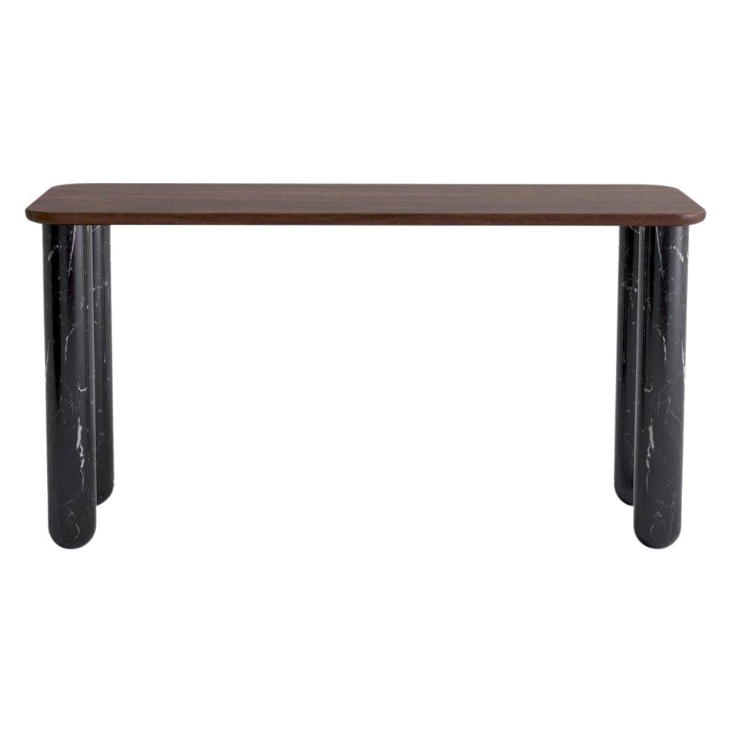 Small Walnut and Black Marble "Sunday" Dining Table, Jean-Baptiste Souletie