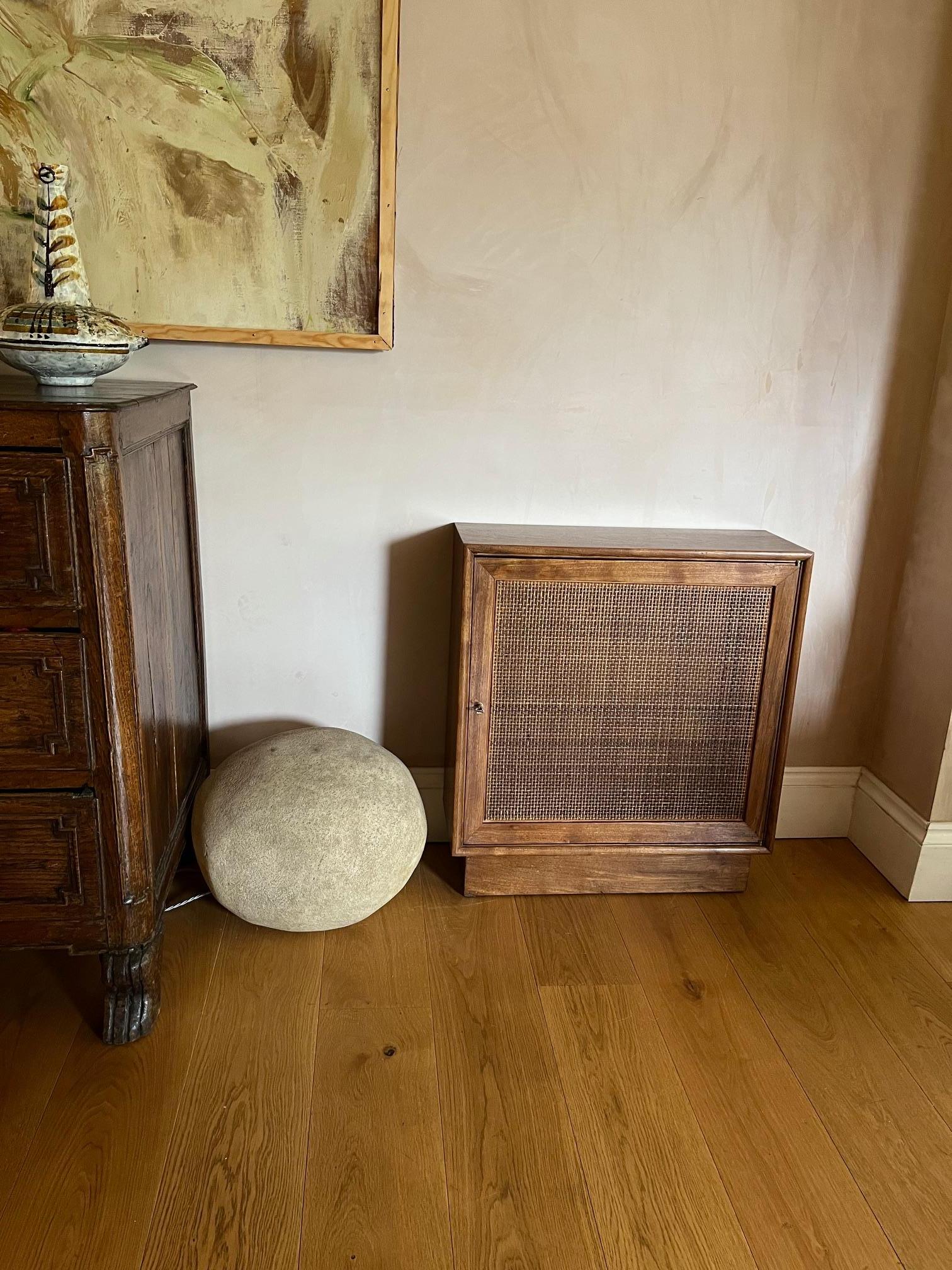 Art Deco Jean Royere Small walnut and cane cabinet