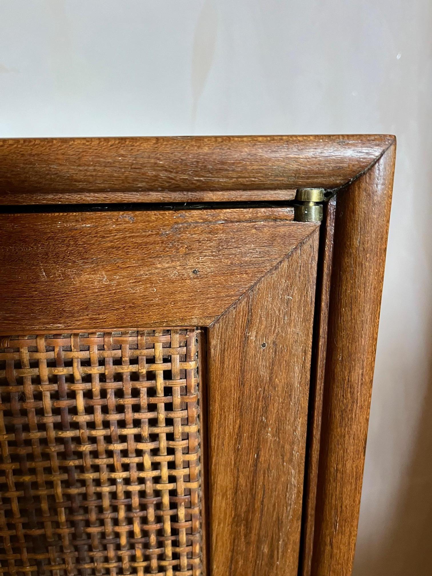 Cane Jean Royere Small walnut and cane cabinet