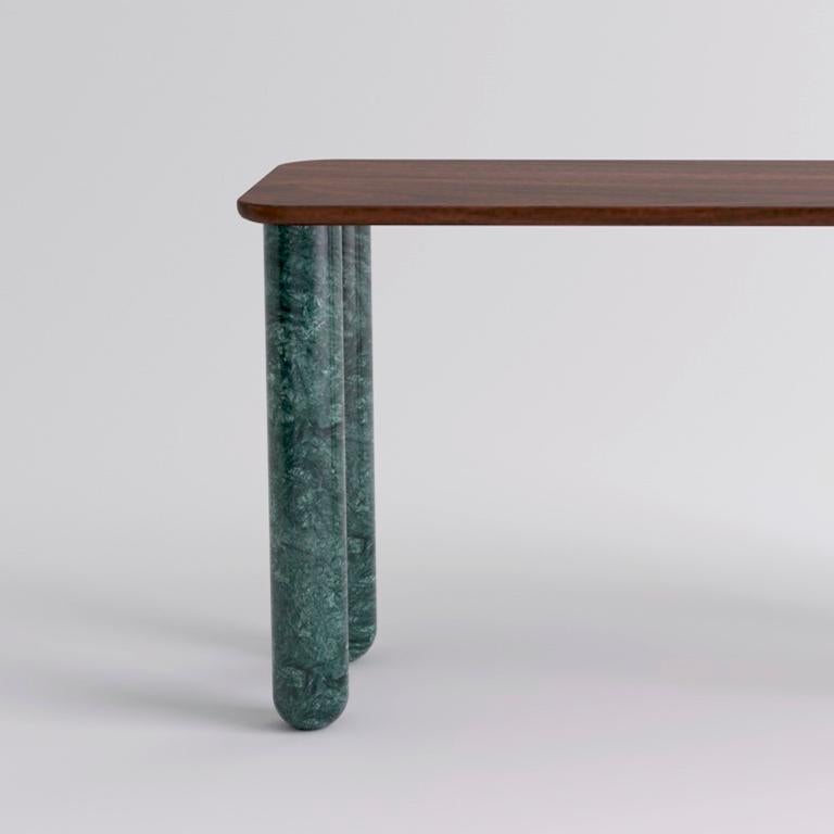Modern Small Walnut and Green Marble 