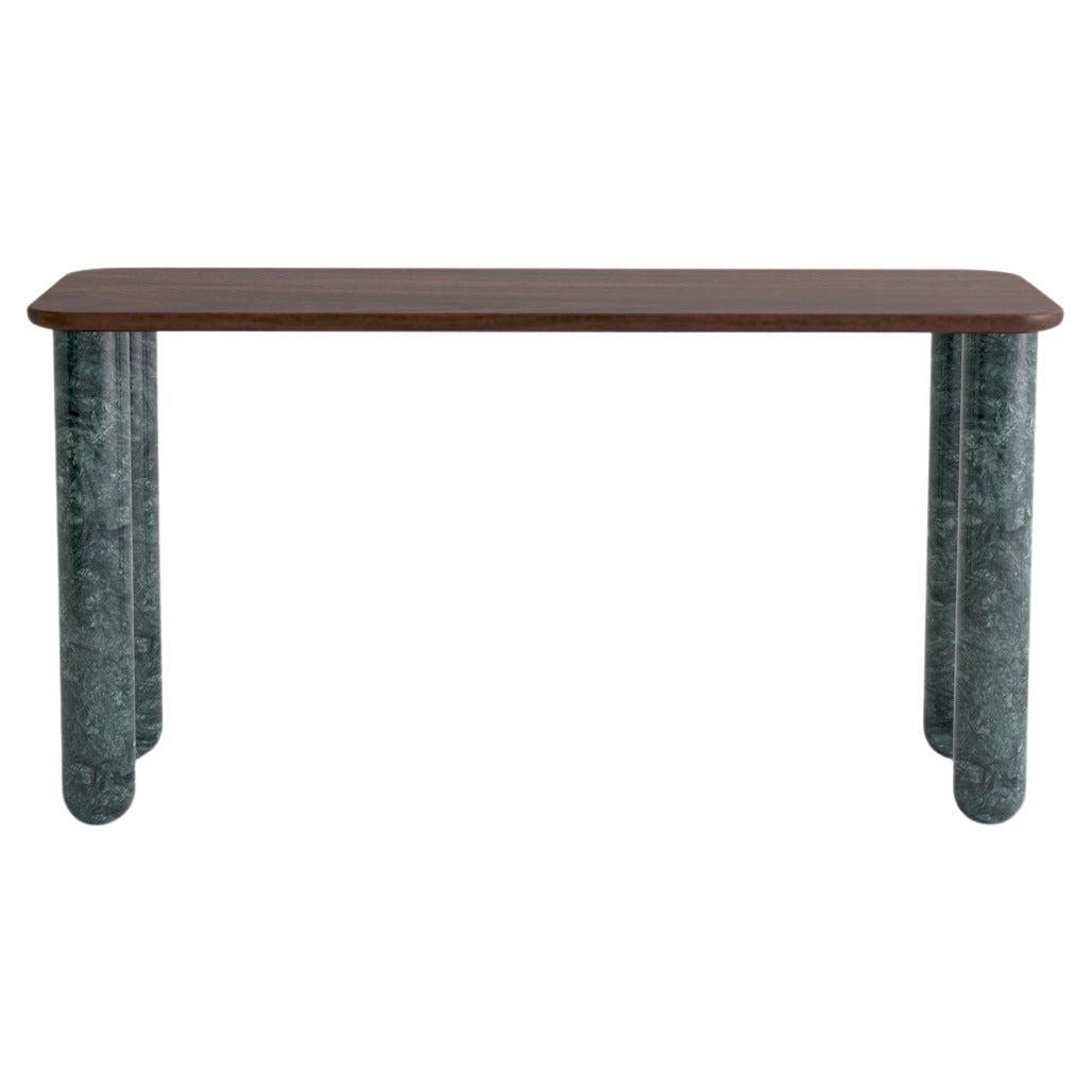 Small Walnut and Green Marble "Sunday" Dining Table, Jean-Baptiste Souletie